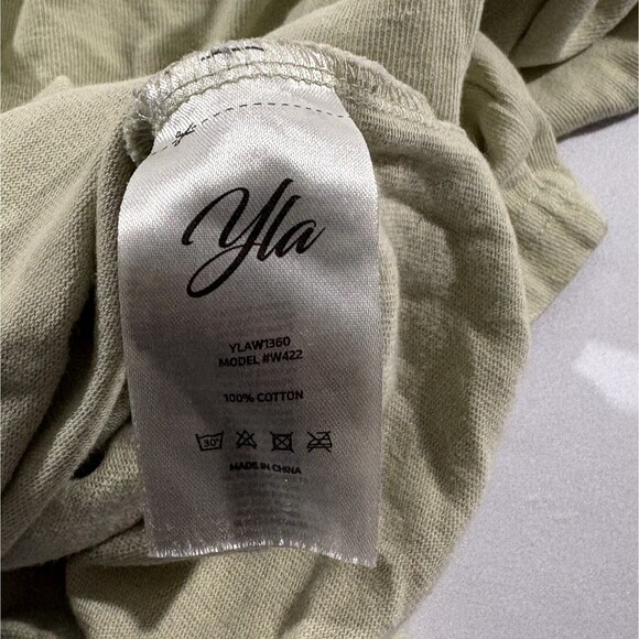 Young LA Womens Unisex Beige Varsity Pump Tee Sherpa Logo Oversized Sz XS - Picture 8 of 8